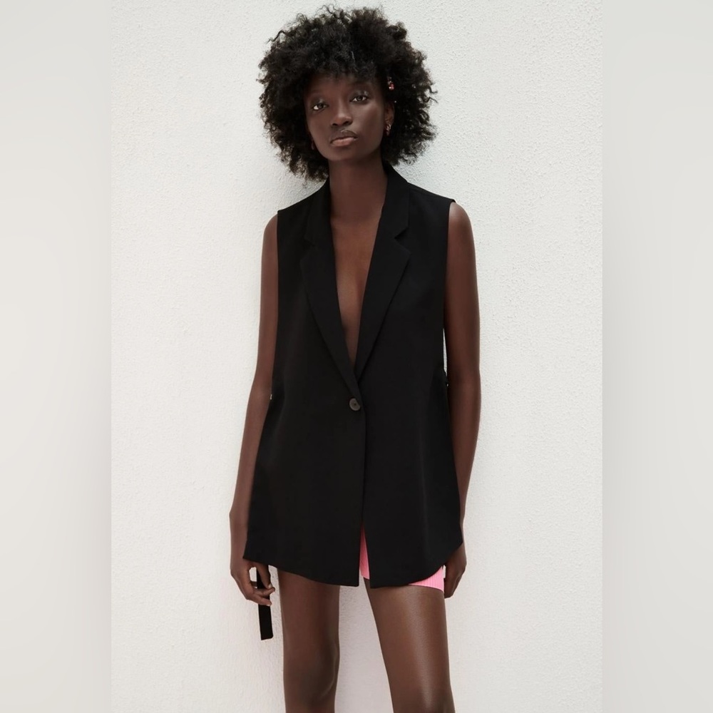 Zara Black Lapel Vest